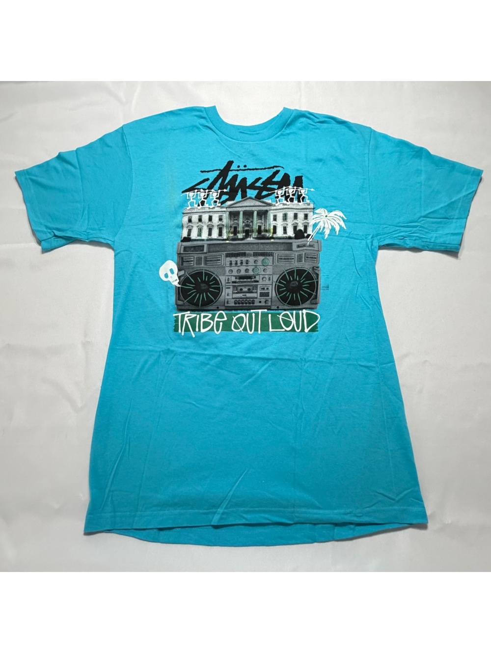 Stussy Tribe Out Loud Boombox Tee Turquoise Size M New